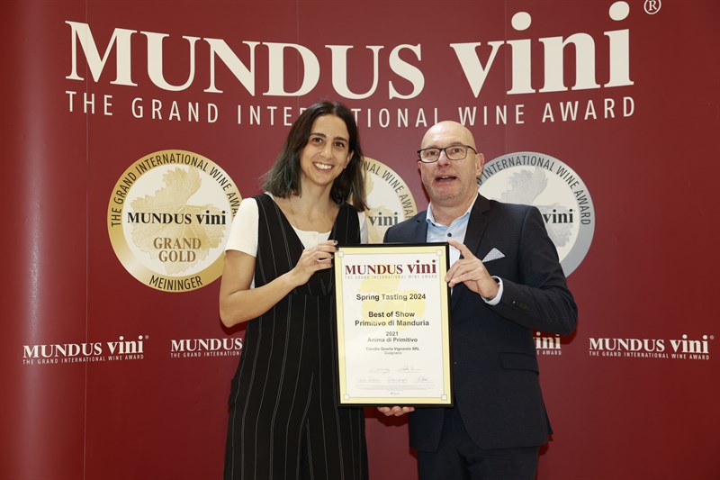 Anima di Primitivo 2021 di Claudio Quarta vince la prestigiosa Gran Medaglia d’Oro da Mundus Vini 
