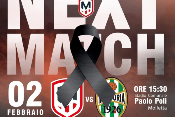 Grave lutto nel mondo del calcio, rinviata la partita Molfetta-Manduria