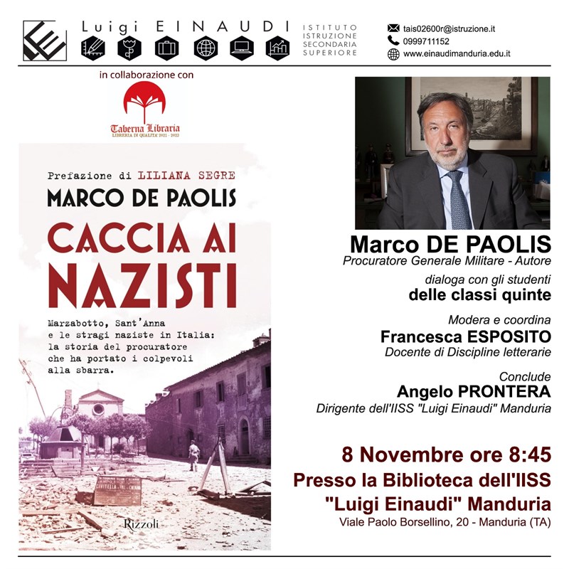 “Caccia ai nazisti”, il libro del procuratore De Paolis all’Einaudi di Manduria