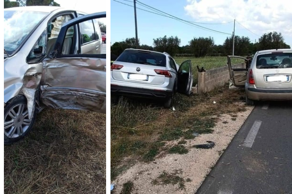 Scontro tra due auto con tre feriti