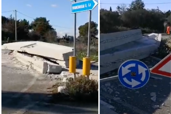 Tragedia evitata per la perdita di due capriate da un camion in corsa