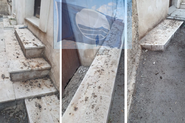 La “bandiera blu” sporca di escrementi nel cuore della città