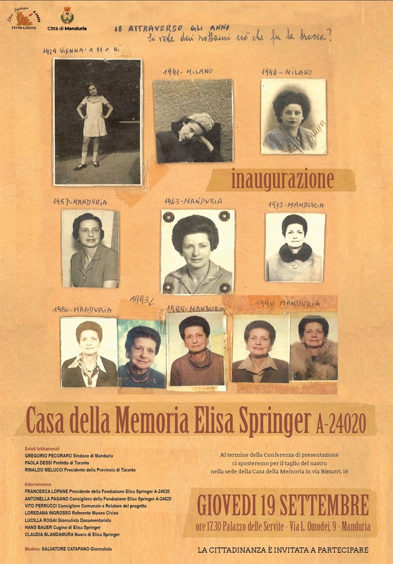 Oggi il taglio del nastro della “Casa della memoria Elisa Springer”