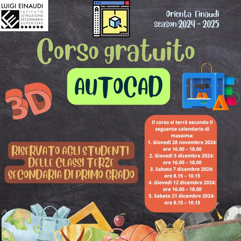 All’Einaudi i corsi gratuiti di progettazione su AutoCad