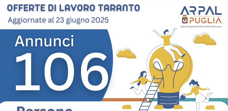 Offerte di lavoro nella provincia di Taranto e nei comuni di Erchie, Oria e San Pancrazio