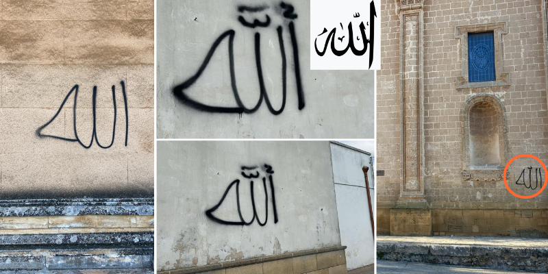 Scritte in arabo sui muri delle chiese