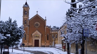 Manduria, chiesa innevata, febbraio 2021 - Scatto di Giuseppe Antonio Micera